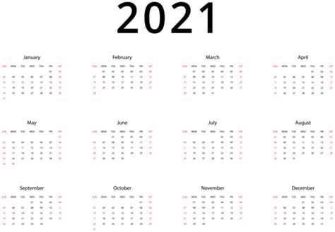 Calendar 2021 Year Png Transparent Image Download Size 600x417px