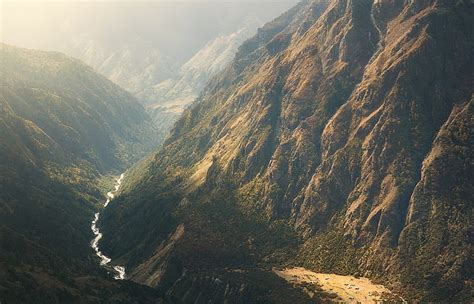 山、 低木、 日光、 ヒマラヤ、 ネパール、 自然、 滝、 霧、 川、 風景、 Hdデスクトップの壁紙 Wallpaperbetter