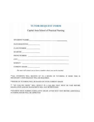 Free 14 Tutor Request Form Samples In Pdf Ms Word