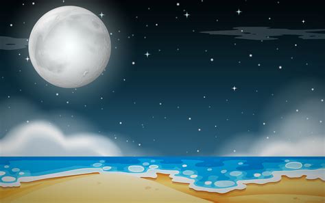 A Night Beach Scene 528056 Vector Art At Vecteezy