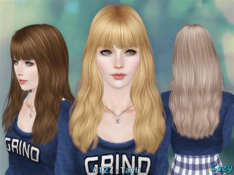 Taylr Hairstyle With Bangs By Cazy Sims 3 Hairs