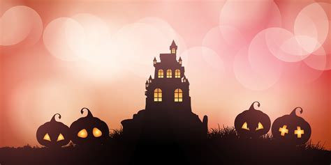 Haunted House Halloween banner with pumpkins - Download Free Vectors ...