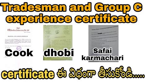 Tradesman And Group C Experience Certificate Format Cook Washerman Sweeper Experience