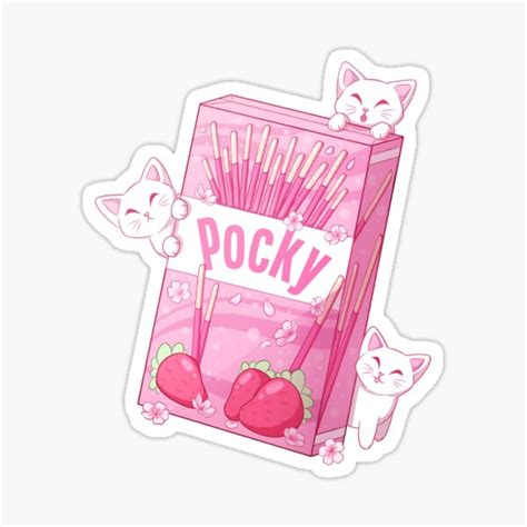 Anime Sticker Japanese Snacks Stickers Pocky Sticker Aesthetic Pink