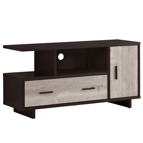 Monarch Specialties Tv Stand 48 Inch L Cappuccino Taupe Reclaimed