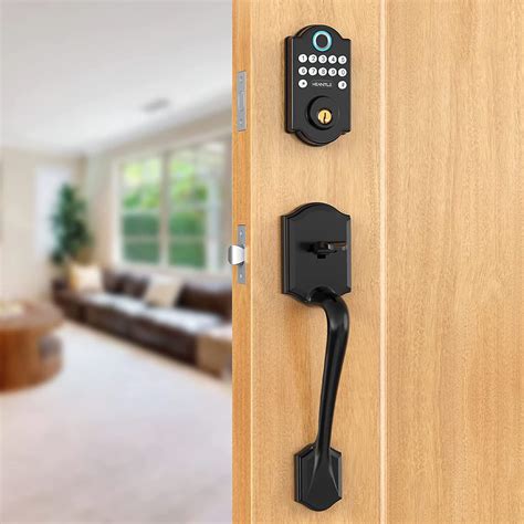 Front Door Lock Set HEANTLE Smart Locks For Front Door With Handle Electronic Keyless Entry