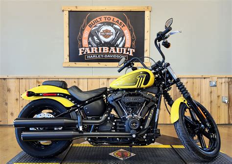 New 2023 Harley Davidson Street Bob® 114 Motorcycles In Faribault Mn Sf028677 Industrial Yellow