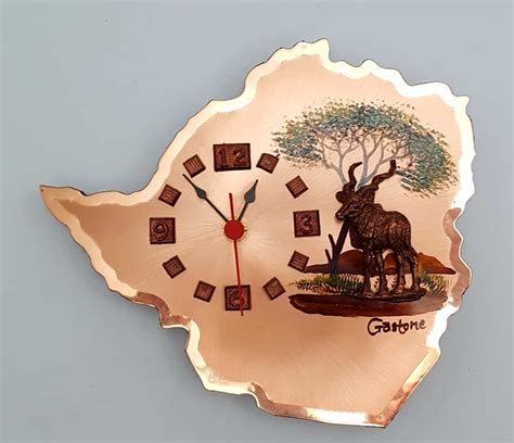 Small Zimbabwe Map Wall Clock Copperwares