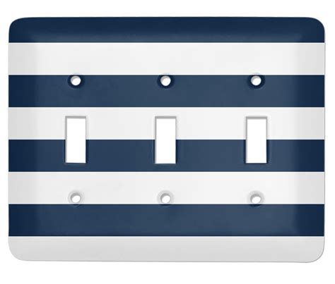 Horizontal Stripe Light Switch Cover 3 Toggle Plate