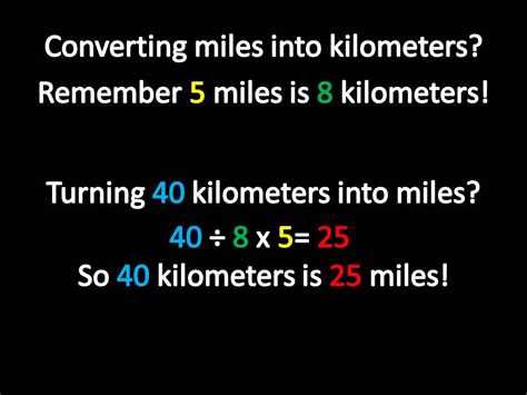 It is the equal length value of 1 mile but in the kilometers length unit alternative. Miles into Kilometers - YouTube