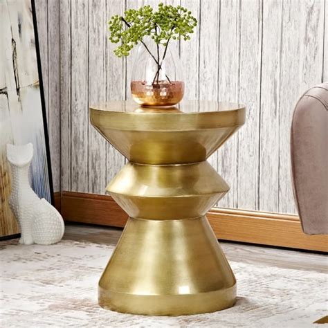 Modern Stylish Bronze Side Table Fiberglass Round End Table Homary