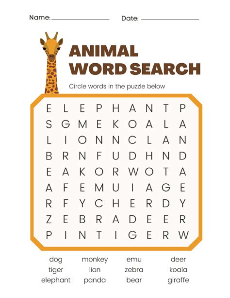 Printable Word Searches For Kids Gambaran