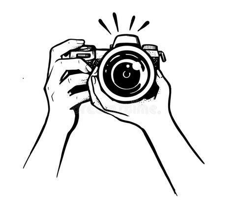 Female Hand Holding Camera On White Background Stock Vector