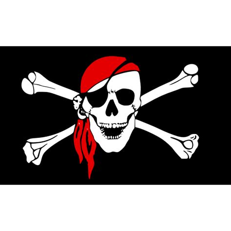 Vector Graphics Of Black Pirate Flag With Smiling Skull And Bones