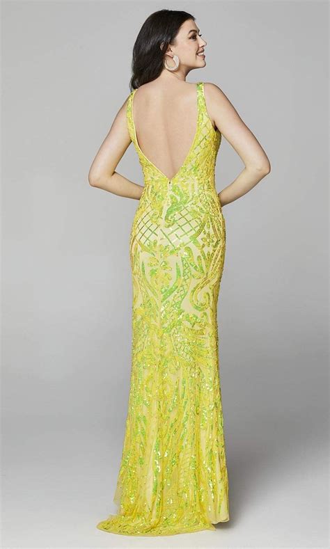 Primavera Couture 3612 Sleeveless V Neck Sequin Fitted Gown