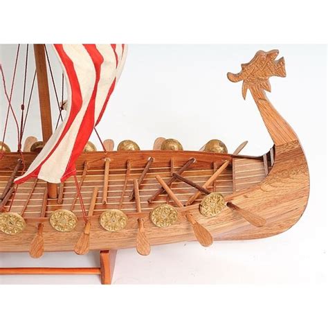 Drakkar Viking Long Boat Fully Assembled Decorative Wood Model