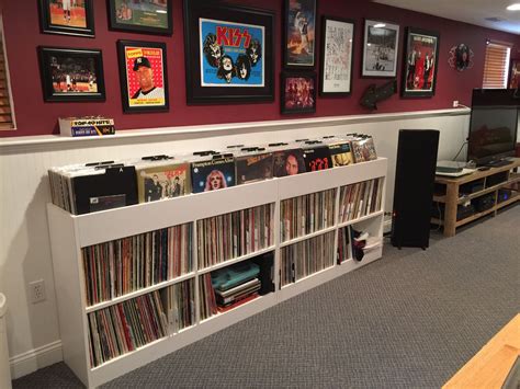 Custom Vinyl Lp Storage Shelf With Old School Bins On Top Vinyl