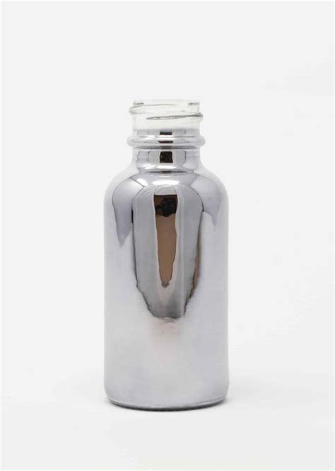1 Oz Metallic Silver Glass Bottles