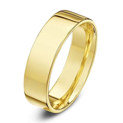 18ct Yellow Gold Heavy Weight Flat Court Shape Wedding Ring