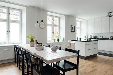 black  white themed scandinavian apartment  modern