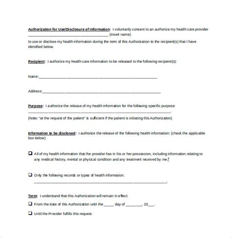 Free 10 Generic Medical Record Release Forms In Pdf