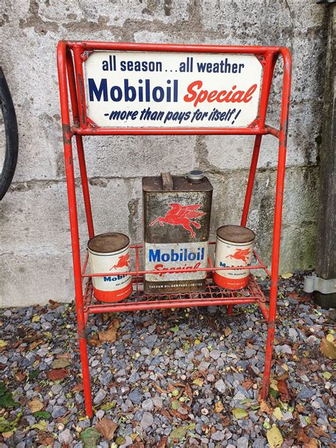 Mobiloil Can Display Stand Sold Vintage Automobilia
