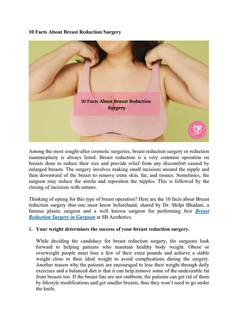 Facts About Breast Reduction Surgery By Drshilpibhadani Issuu