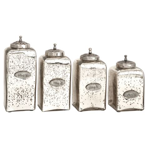 Numbered Mercury Glass Jars With Lids Set Of 4 Mercury Glass Canisters