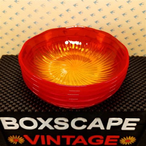 Vintage Amberina Glass Bowls Amberina Glass Salad Bowls Red And Yellow Glass Bowls Glass Bowls