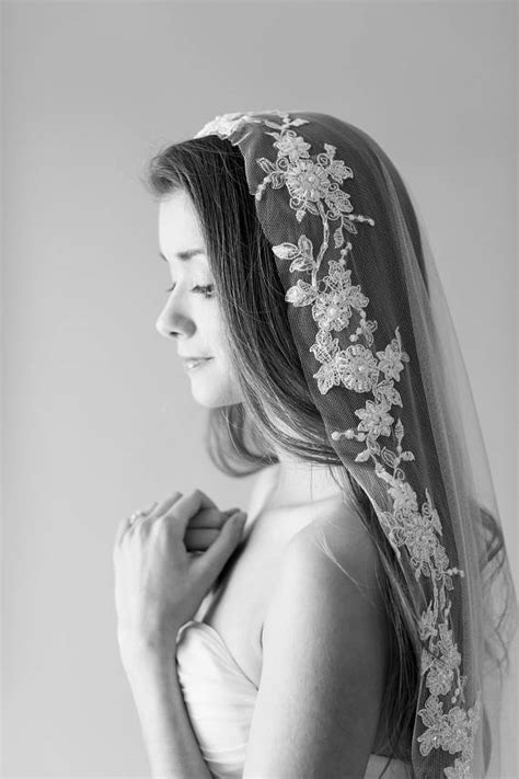 Holly Embroidered Lace Mantilla Veil All About Romance