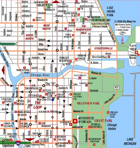 Map Of Chicago Center Grant Park Grant Park Chicago