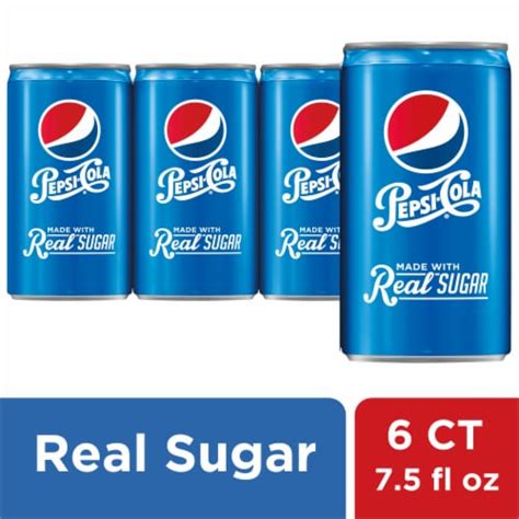 Pepsi Cola Real Sugar Soda Mini Cans 6 Pk 75 Fl Oz Kroger
