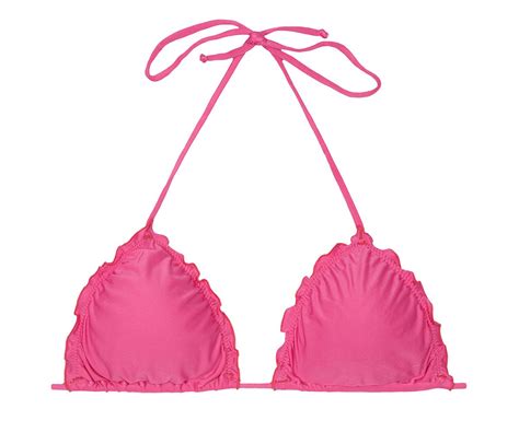 Pink Triangle Bikini Top With Ruffle Trim Soutien Luli Pink Rio De Sol