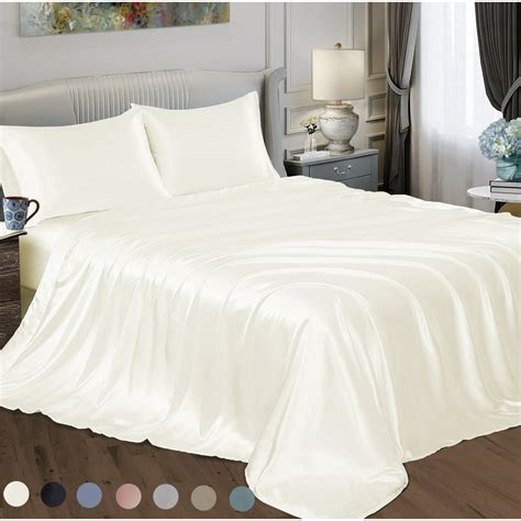 Satin Radiance Soft Silky Satin Sheets Solid Color Deep Pocket Twin