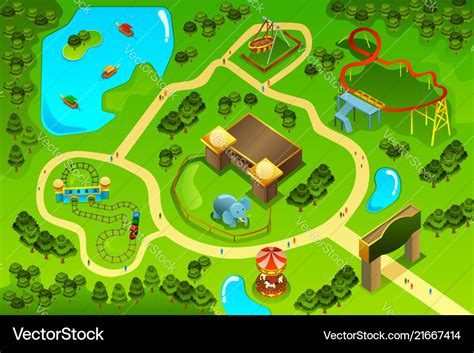 Map Of An Amusement Theme Park Royalty Free Vector Image