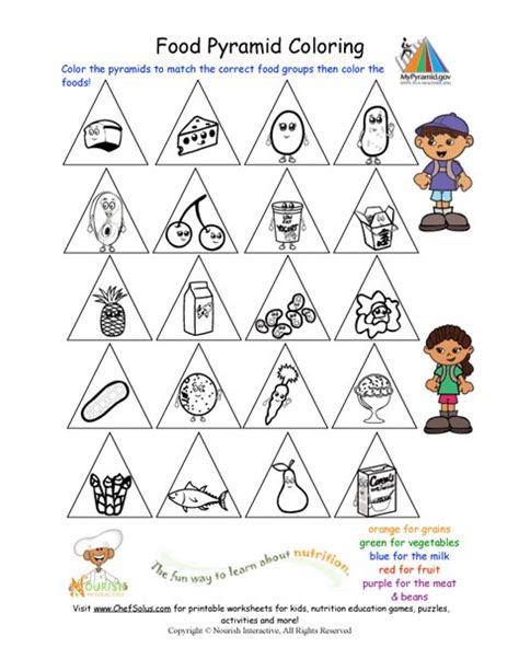 This includes grains, vegetables, fruits, dairy, protein as well as oils and fats. Printable - Color the Food Groups Worksheet
