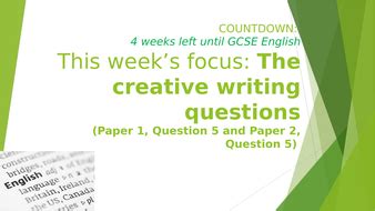 You should leave enough time to check your work at the end. AQA GCSE English Creative Writing Paper 1 and paper 2 ...