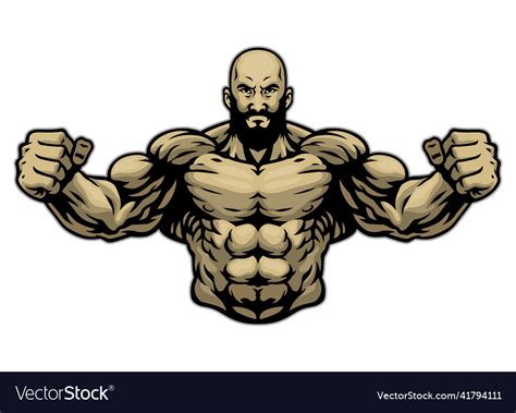 Hand Drawing Of Muscle Bodybuilder Royalty Free Vector Image