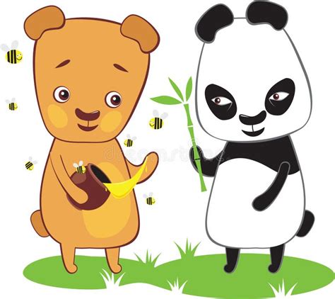 Brown Bear And Panda Stock Vector Illustration Of Food 10602156