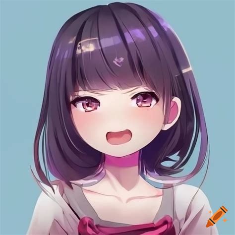 Cute Anime Girl Head With Kawaii Expression