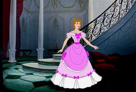 The Princess In Her Pink Dress Is Walking Down The Stairs With Her Hand On Her Hip