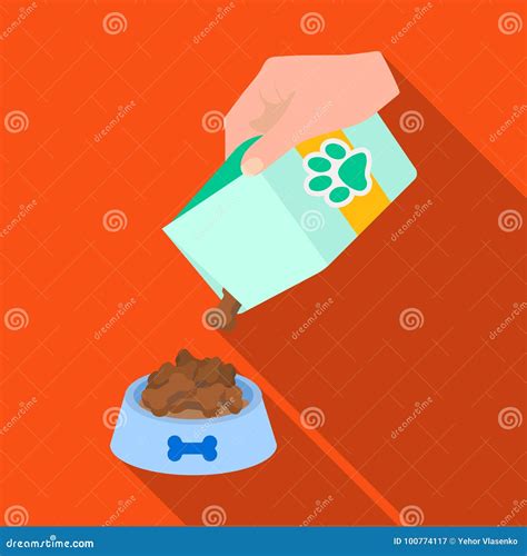 Feeding A Pet Feed In A Bowl Petdog Care Single Icon In Flat Style