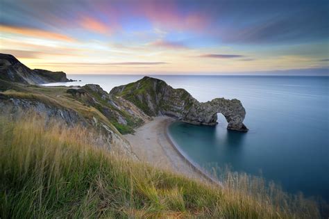 Sea Limestone Cliff Shore Jurassic Coast England Dorset Durdle