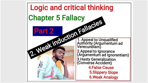 Logic And Critical Thinking Chapter 5 Fallacy Part 2 Fallacy Of Weak