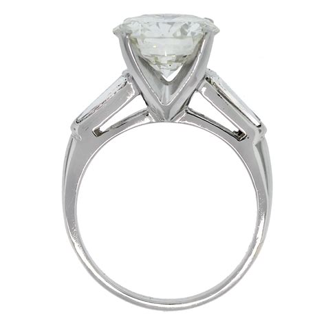 Platinum 357ct Round Brilliant And Baguette Diamond Engagement Ring