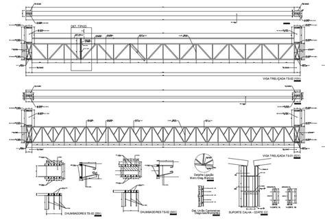 Dwg Autocad 2d Drawing Of The Bridge Steel Structure Section Details