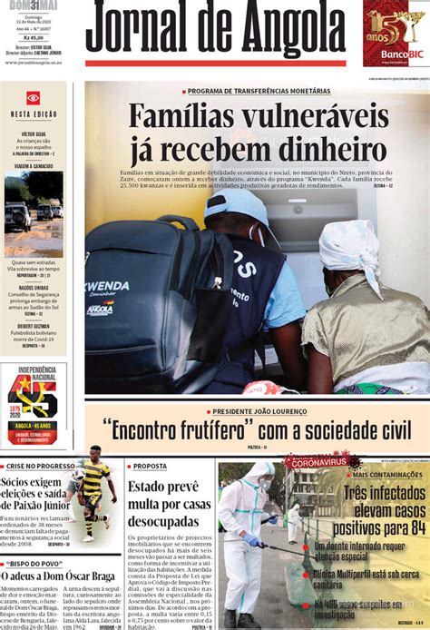 Capa Jornal De Angola De 2020 05 31