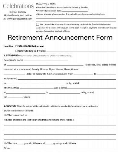 10 Retirement Announcement Templates In Pdf Doc