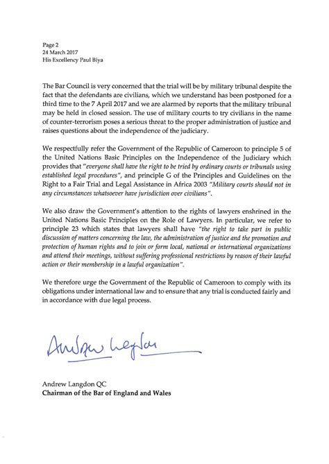 Open Letter To His Excellency Paul Biya 27032017 Wca