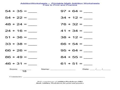 Horizontal Addition Of Two Digit Numbers Worksheets With Pictures